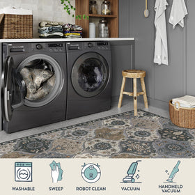 Lahome rug with low-pile and non-slip backing supports everyday stability.