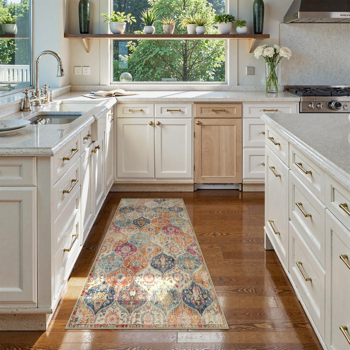 Lahome machine washable rug makes spills easy to clean.