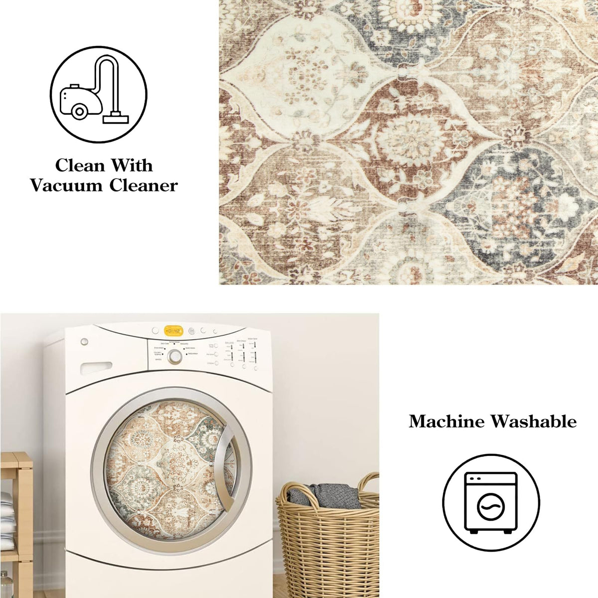Lahome Machine-Washable Rug for quick cleanups after spills