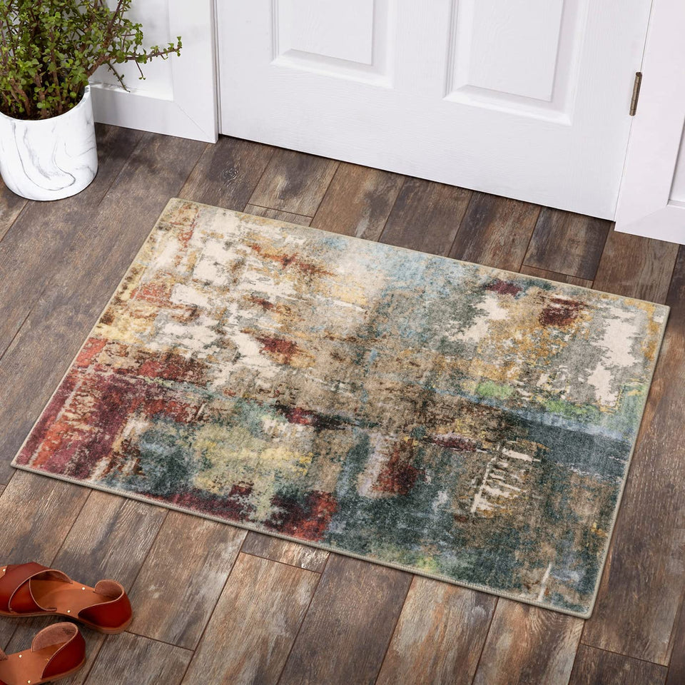 Lahome modern abstract area rug 2x3 washables – adds bold color to living spaces.