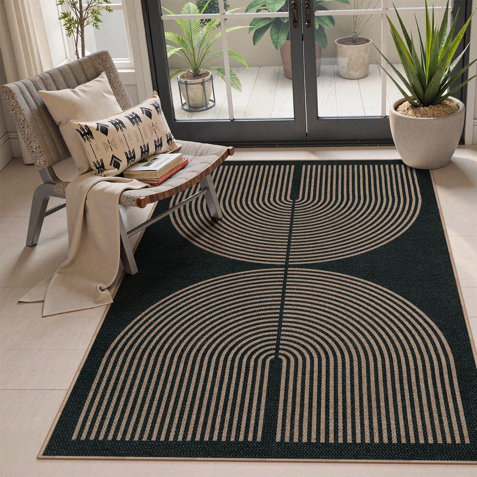 Lahome Modern Rainbow Easy Jute 4x6 rug with double rainbow texture for living room décor.