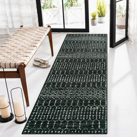 Lahome Moroccan 2x6 black runner rug with geometric print for entryways and high-traffic areas.