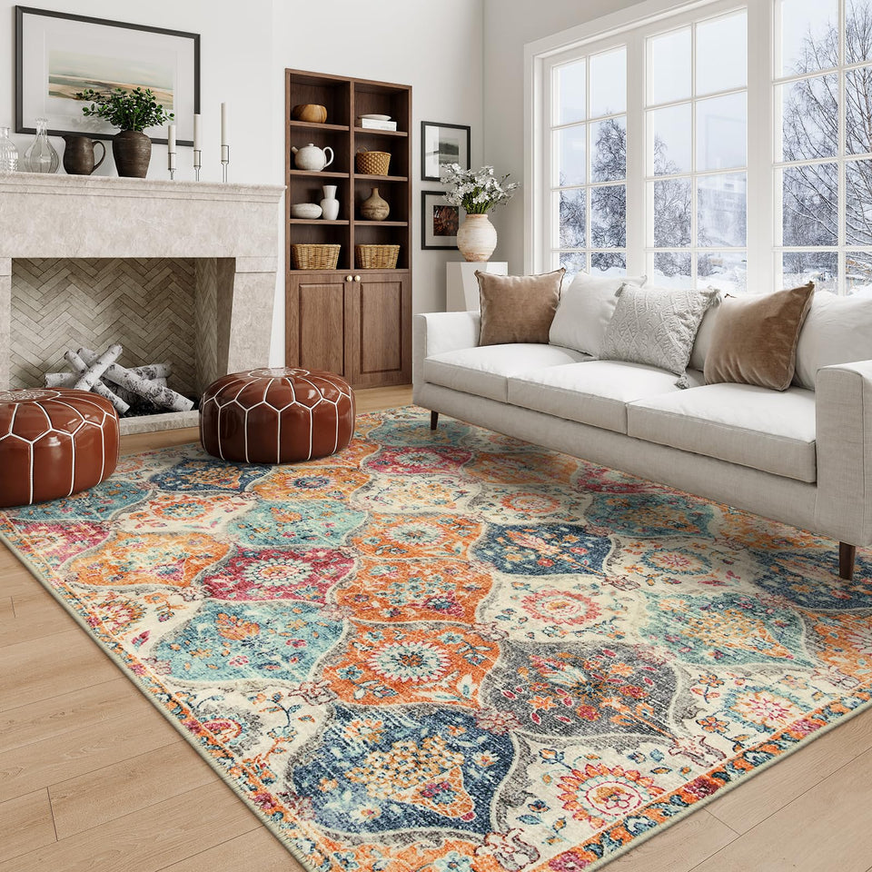 Lahome Elise Moroccan rug closeup weave showing warm texture and pattern