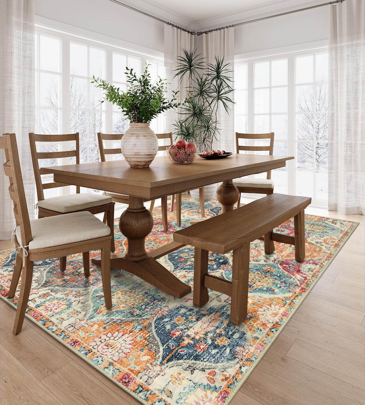 Lahome Elise rug in living room setup enhances vintage inspired space