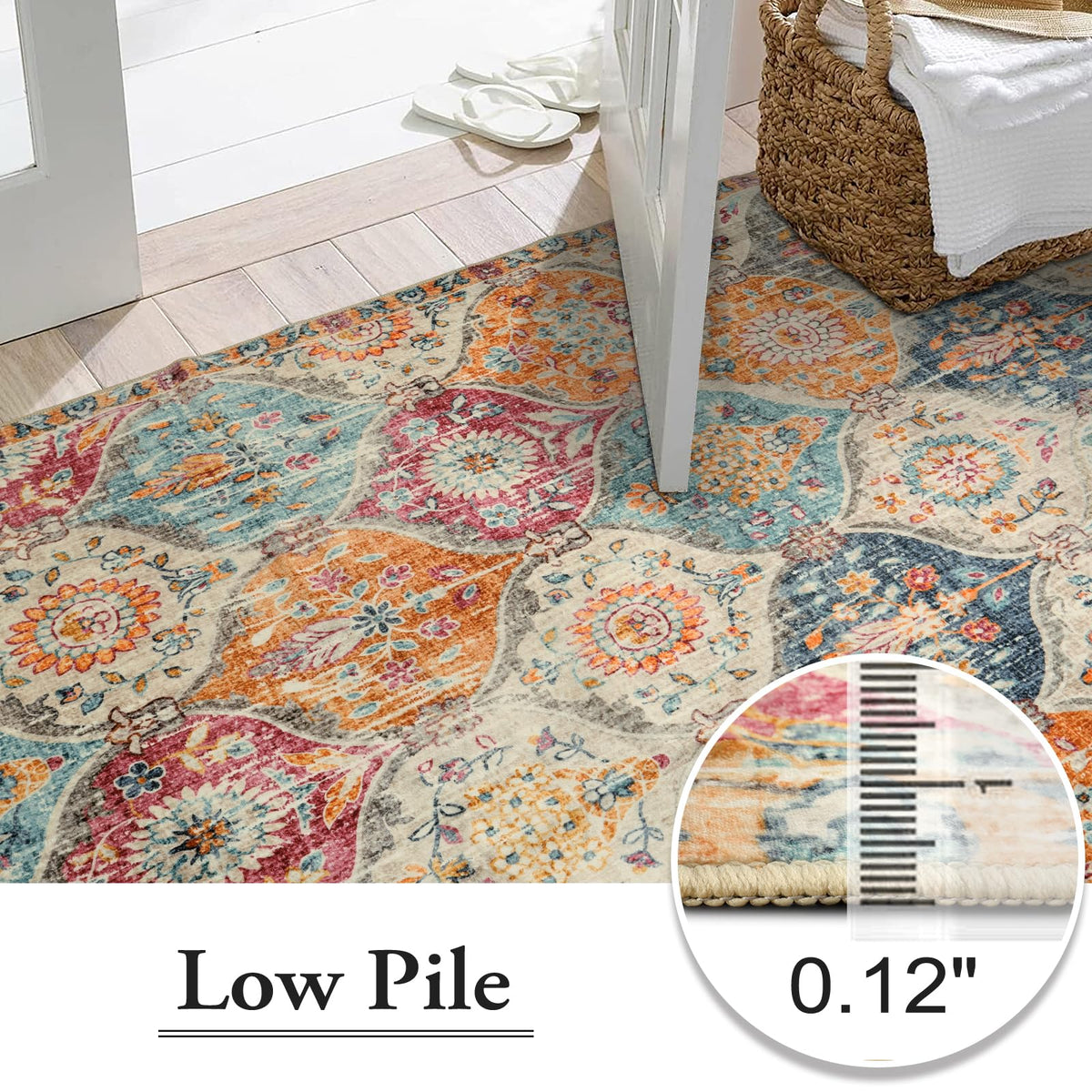 Lahome Elise rug non-slip backing helps reduce movement on floors