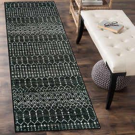 Lahome Moroccan Black Rug 2x8 machine-wash in action; easy care