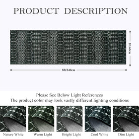 Lahome Moroccan Black Rug 2x8 pattern-detail; durable fleece print