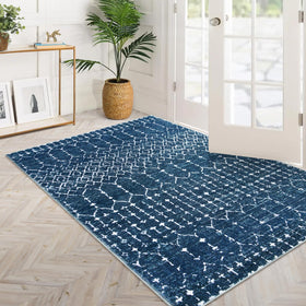 Lahome Moroccan Blue foldable rug for easy storage and transport