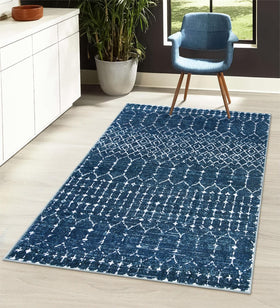 Lahome Moroccan Blue 3x5 rug front view, soft and inviting for bedrooms