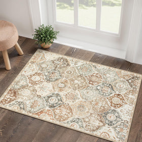 Lahome Moroccan Trellis Entryway Rug 2x3 in Khaki, ideal for small entryways