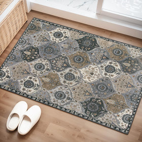 Lahome Moroccan Trellis Rug 2x3 entryway grey shows durable, easy-care design.