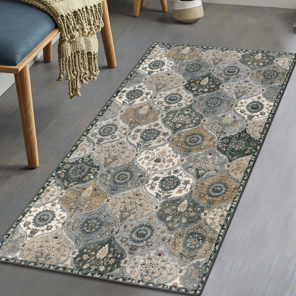 Lahome Moroccan Trellis rug entryway closeup highlights durable fibers for busy corridors