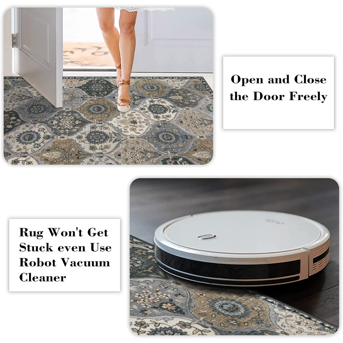 Lahome Moroccan Trellis rug low-pile profile fits under doors and furniture