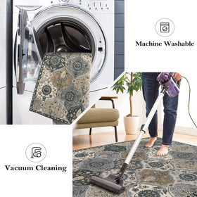 Lahome Moroccan Trellis rug machine-washable texture simplifies cleanup after spills