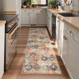 Lahome Moroccan Trellis Runner 2x6 with non-slip backing on floors.