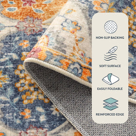 Lahome Moroccan Trellis rug non-slip back promotes stability on smooth floors