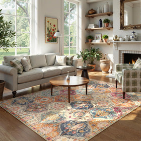 Lahome Moroccan Trellis rug floral detail close-up adds vintage-inspired charm