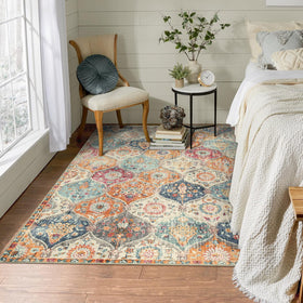 Lahome Moroccan Trellis rug soft polyester fibers offer cozy feel for family rooms