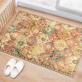Lahome Moroccan Trellis Rug entryway; non-slip backing for safety.