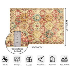 Lahome Moroccan Trellis Rug kitchen view; low-pile design for easy movement.