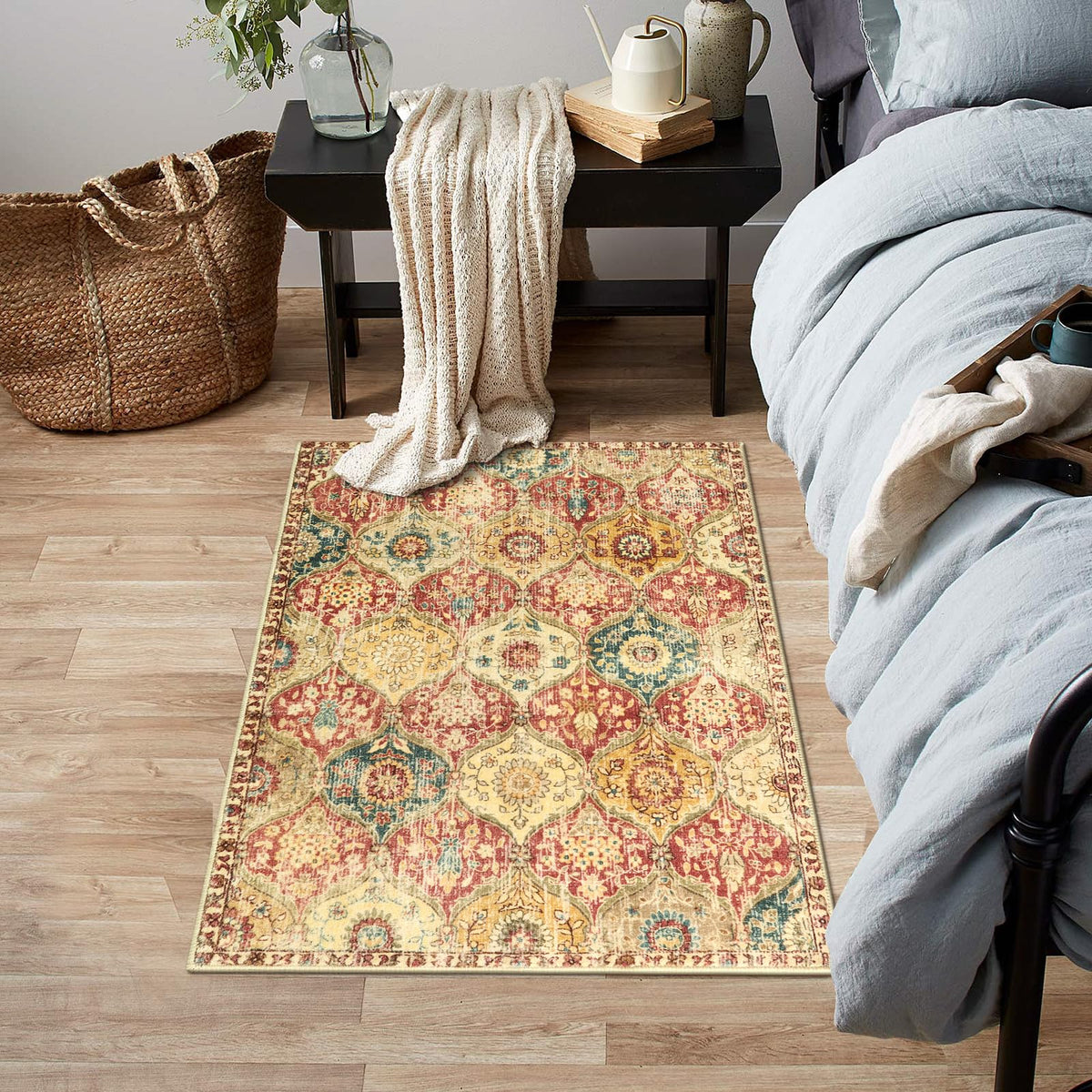 Lahome Moroccan Trellis Rug pet-friendly living room; soft feel.