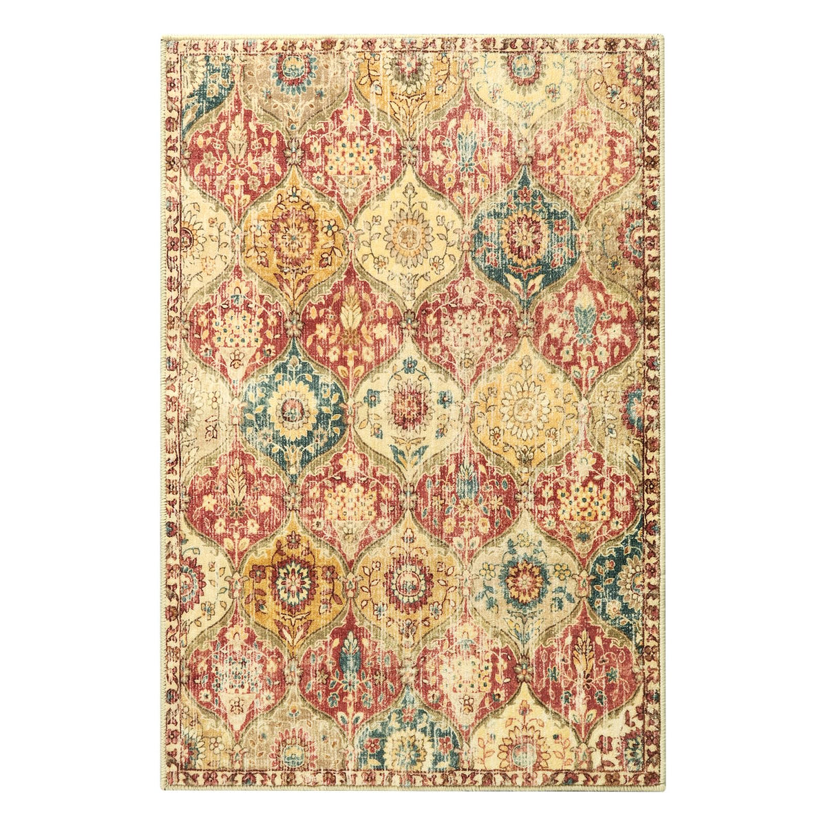 Lahome Moroccan Trellis Rug for robot vacuums; easy glide over low pile.