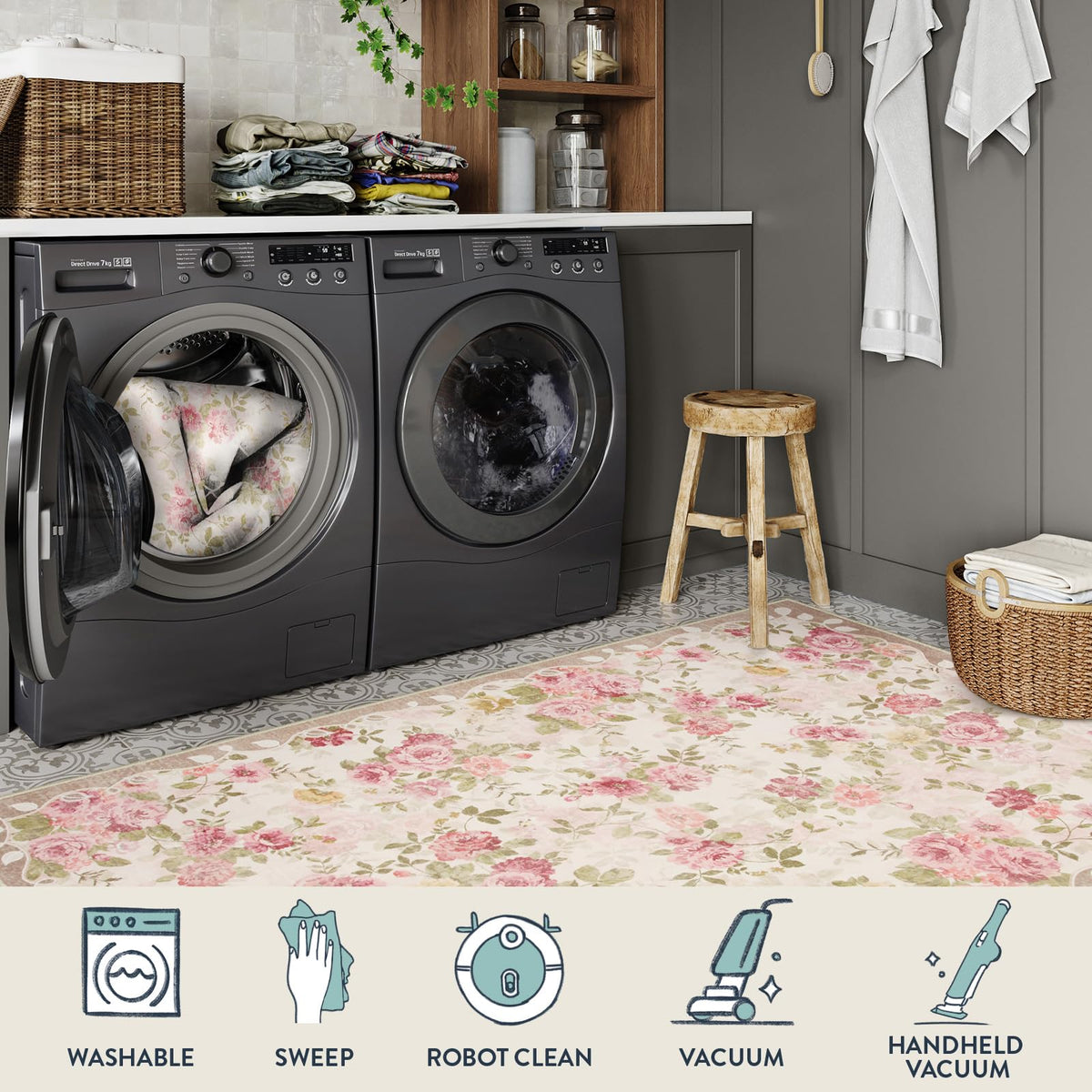 Lahome Nina beige-pink-multi rug brings versatile color to spaces.