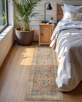 Lahome non-slip backing keeps the rug securely in place on entryways.