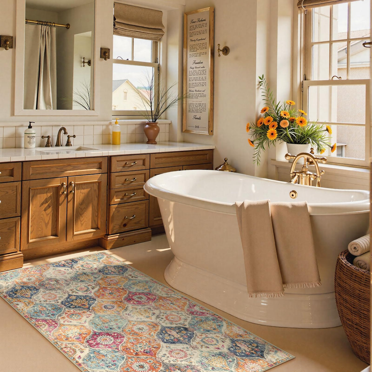 Lahome non-slip backing helps keep the rug in place on clean floors.