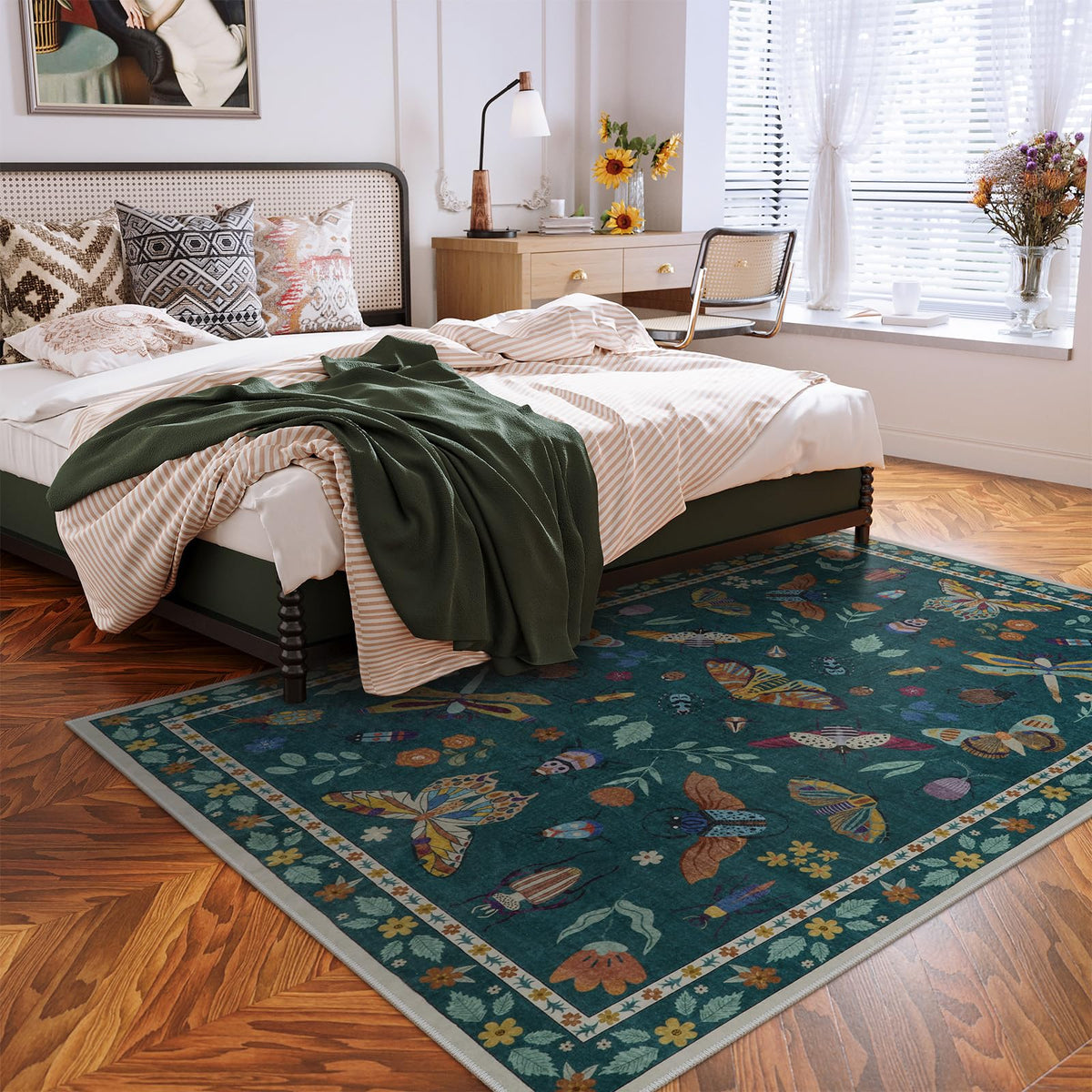Lahome non-slip backing keeps the rug in place on various floors.