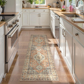 Lahome non-slip backing keeps rug in place on smooth floors