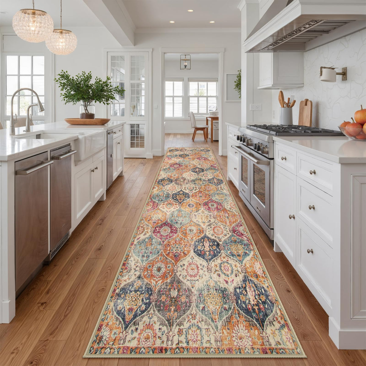Lahome non-slip TPE backing improves grip on clean floors.
