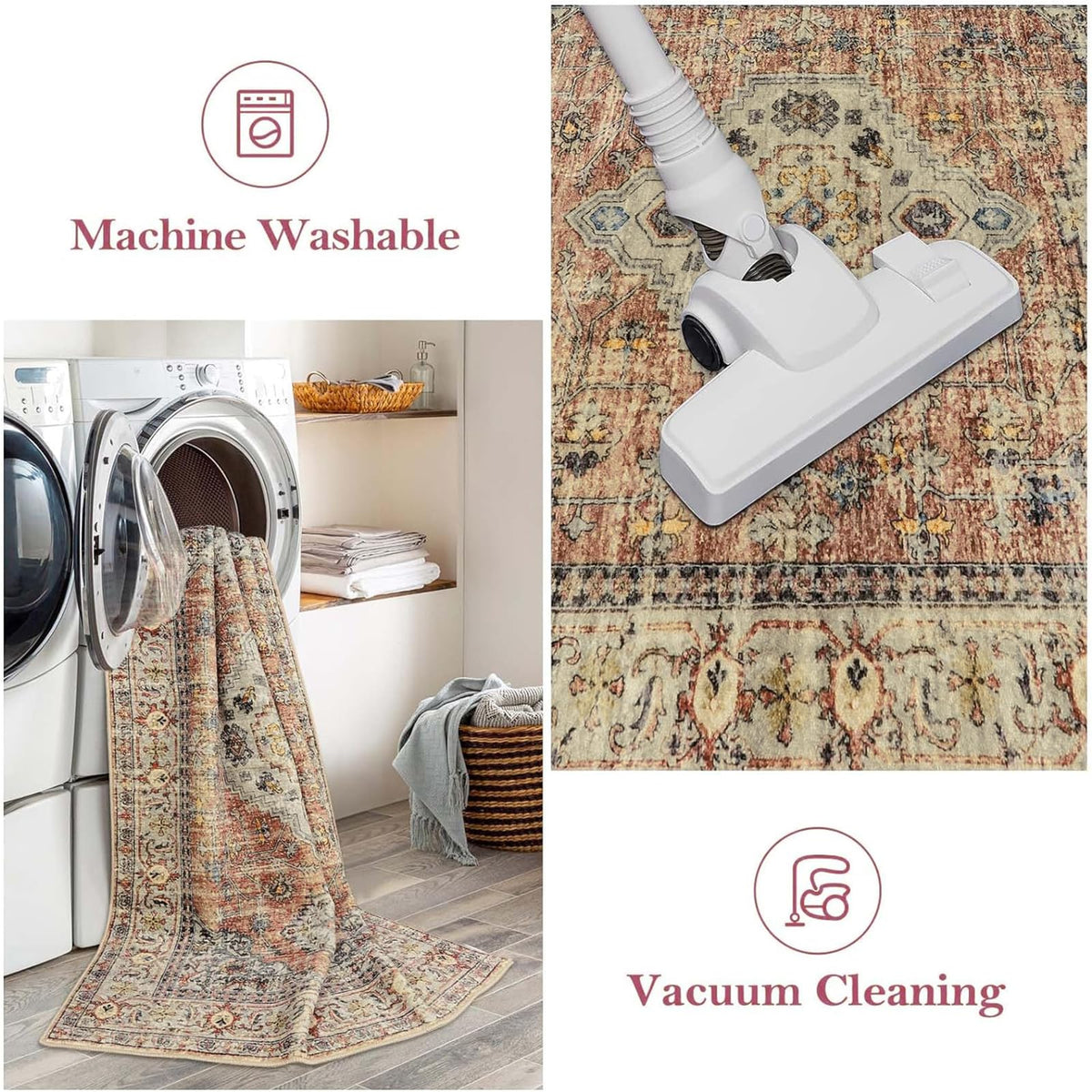 Lahome peach-orange vintage pattern adds warm charm to spaces.