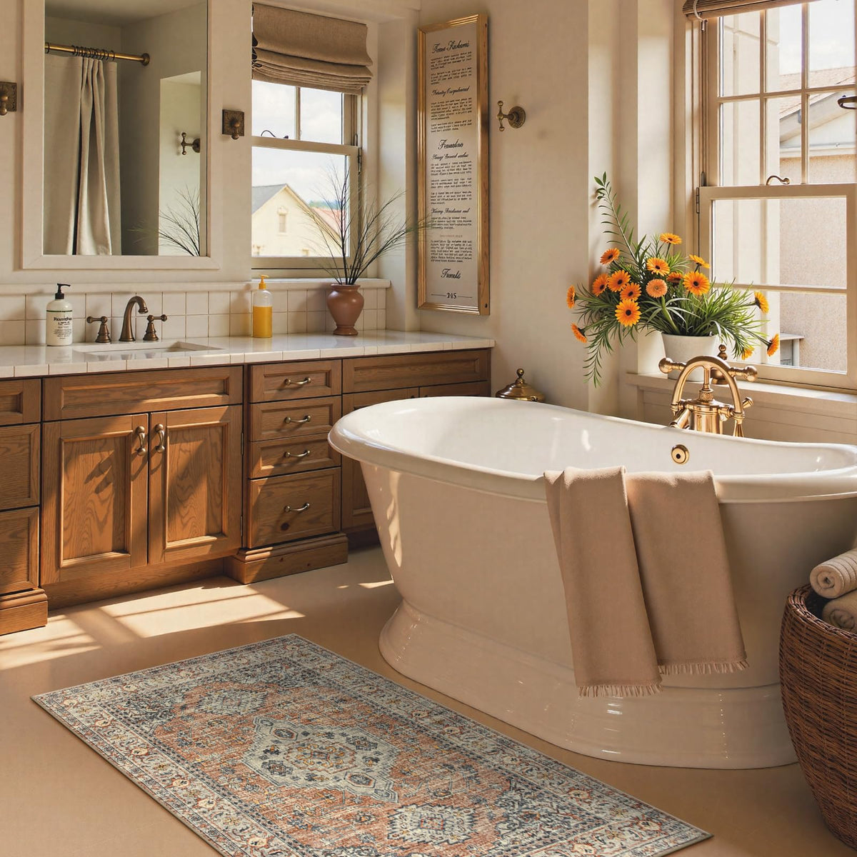 Lahome Oriental 2x4 bedroom rug offers plush underfoot feel
