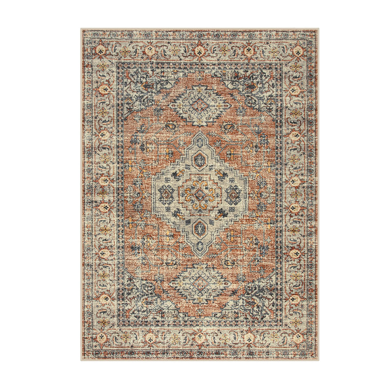 Lahome Oriental Washable Rug 3x5 non-slip backing keeps rug in place on smooth floors.