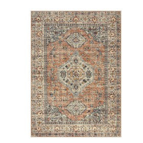 Lahome Oriental Washable Rug 3x5 non-slip backing keeps rug in place on smooth floors.