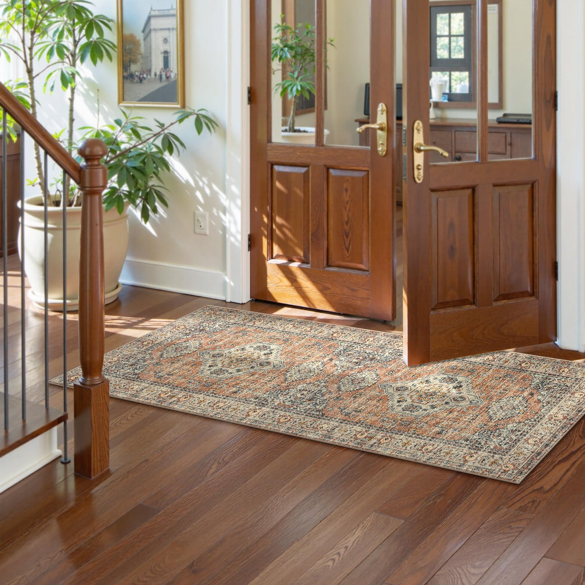 Close-up texture of Lahome rug showing ultra-soft pile in peach tones.