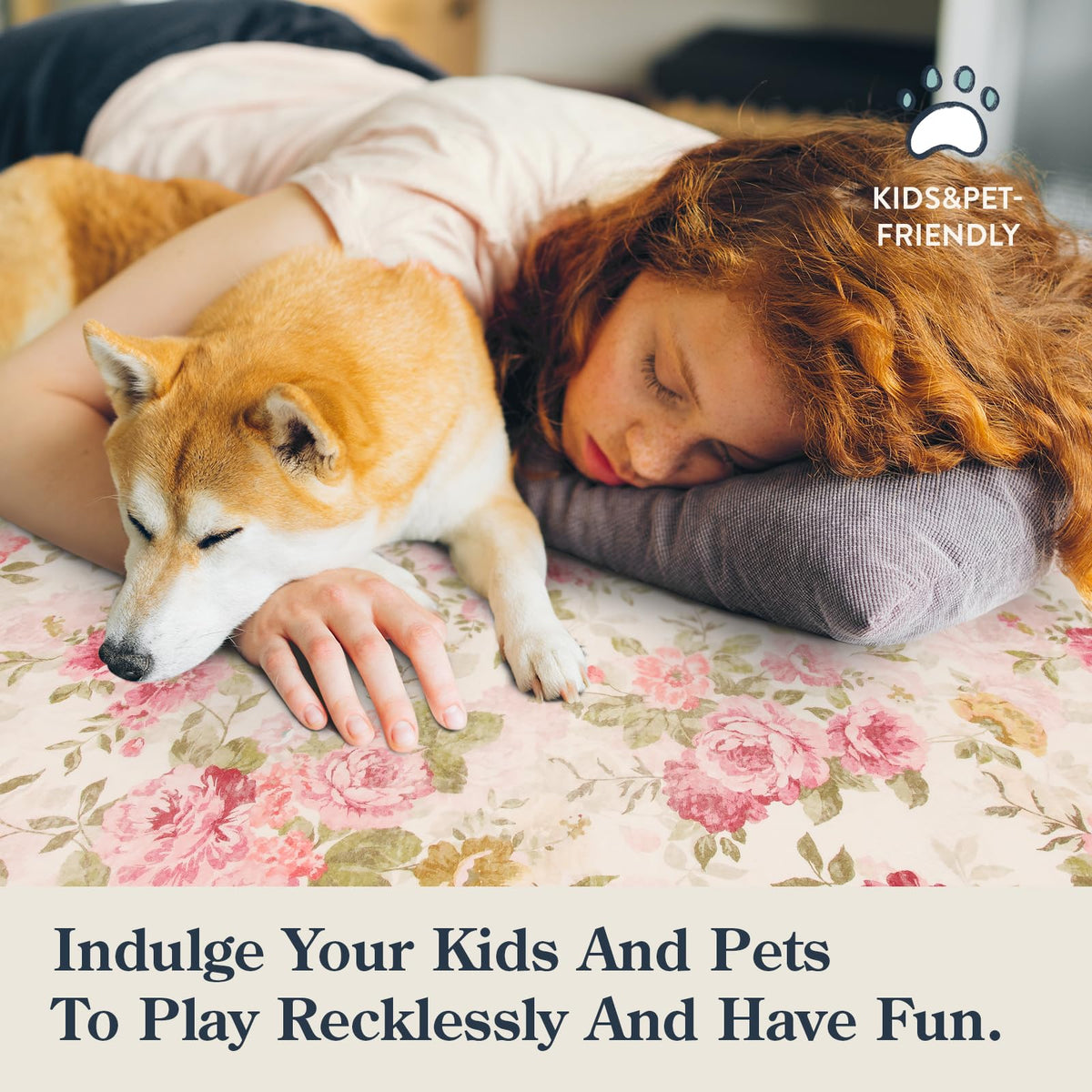 Lahome pet-friendly floral rug suits busy homes with playful life.