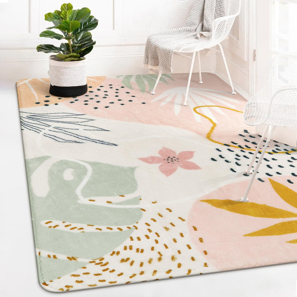 Lahome pink rug machine washable for quick cleanup