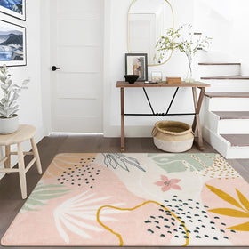 Lahome pink rug non-slip backing keeps area safe on floors