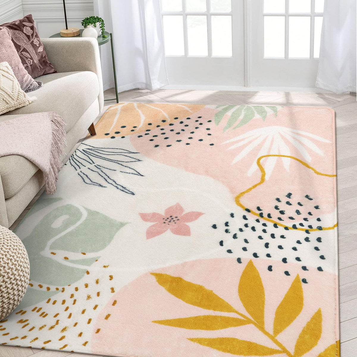 Lahome pink rug soft texture for luxurious living room comfort