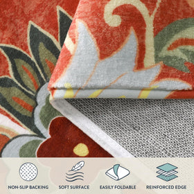 Lahome red kitchen rug foldable design for easy transport.