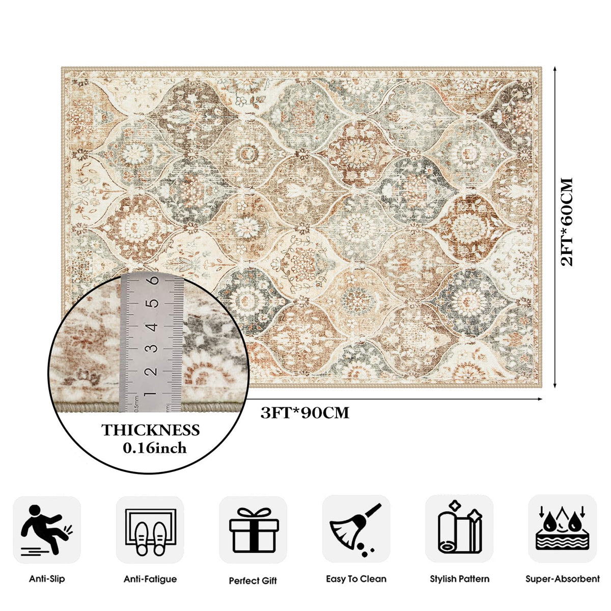 Lahome Robot Vacuum Friendly Rug compatible with robotic cleaners