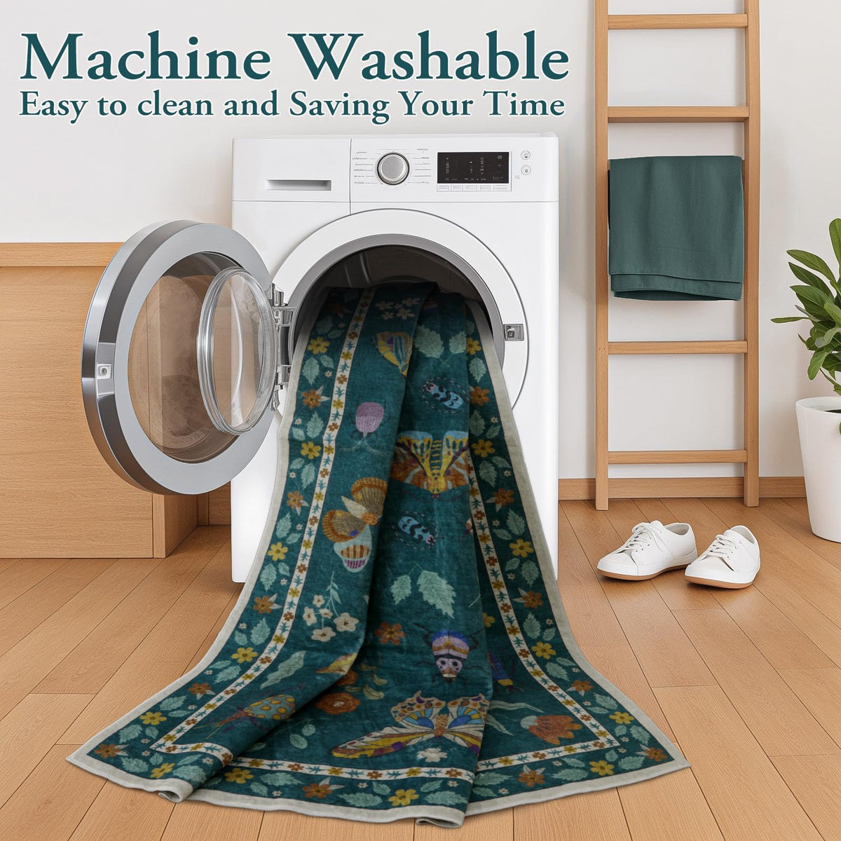 Lahome soft artificial wool close-up highlights cozy feel under bare feet.
