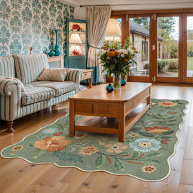 Lahome soft-texture rug 5x7 green for bedroom, gentle underfoot warmth