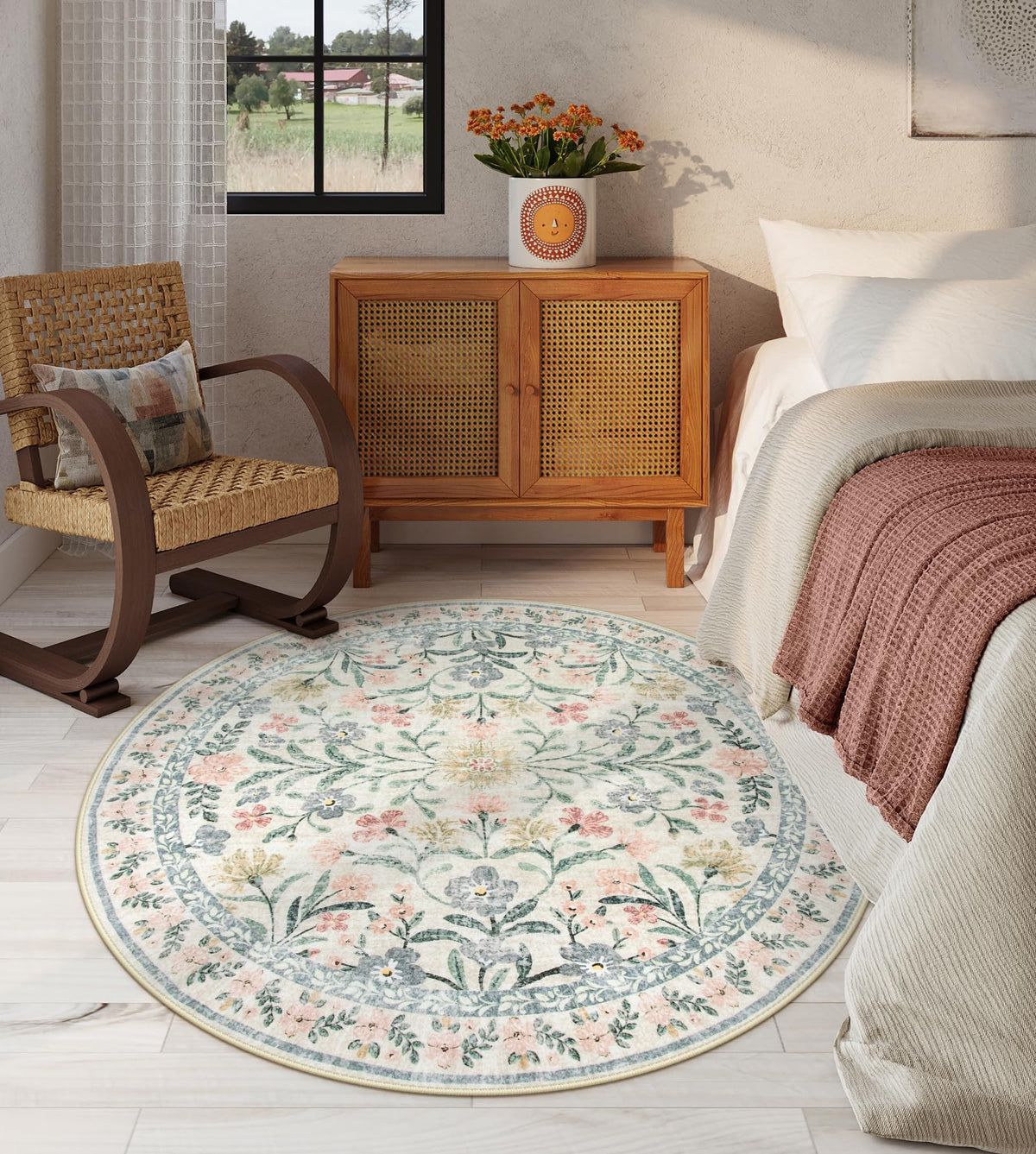 Lahome Sylvie cream fabric closeup shows soft faux wool texture for comfort