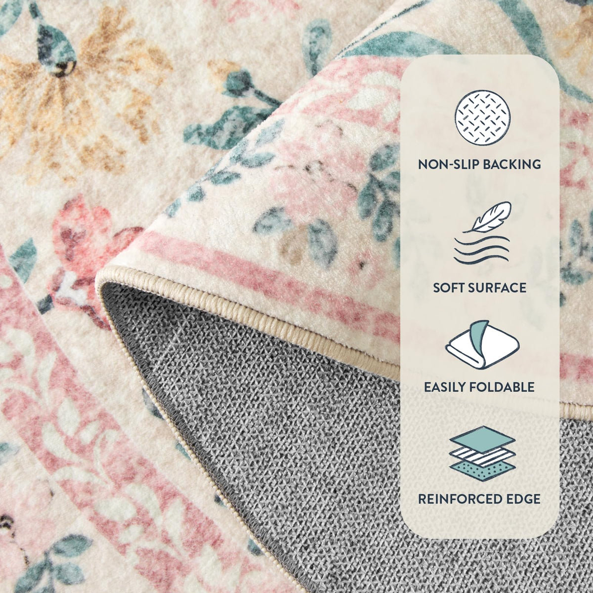 Lahome Sylvie soft-pile rug offers gentle texture underfoot.