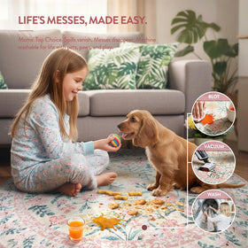 Lahome Sylvie washable round rug, easy cold machine wash for quick refresh.