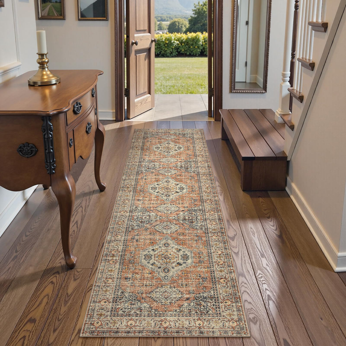 Lahome vintage seal pattern rug adds charm to kitchen or entryway