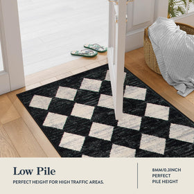 Lahome Zelie entryway rug brings subtle Moroccan charm.